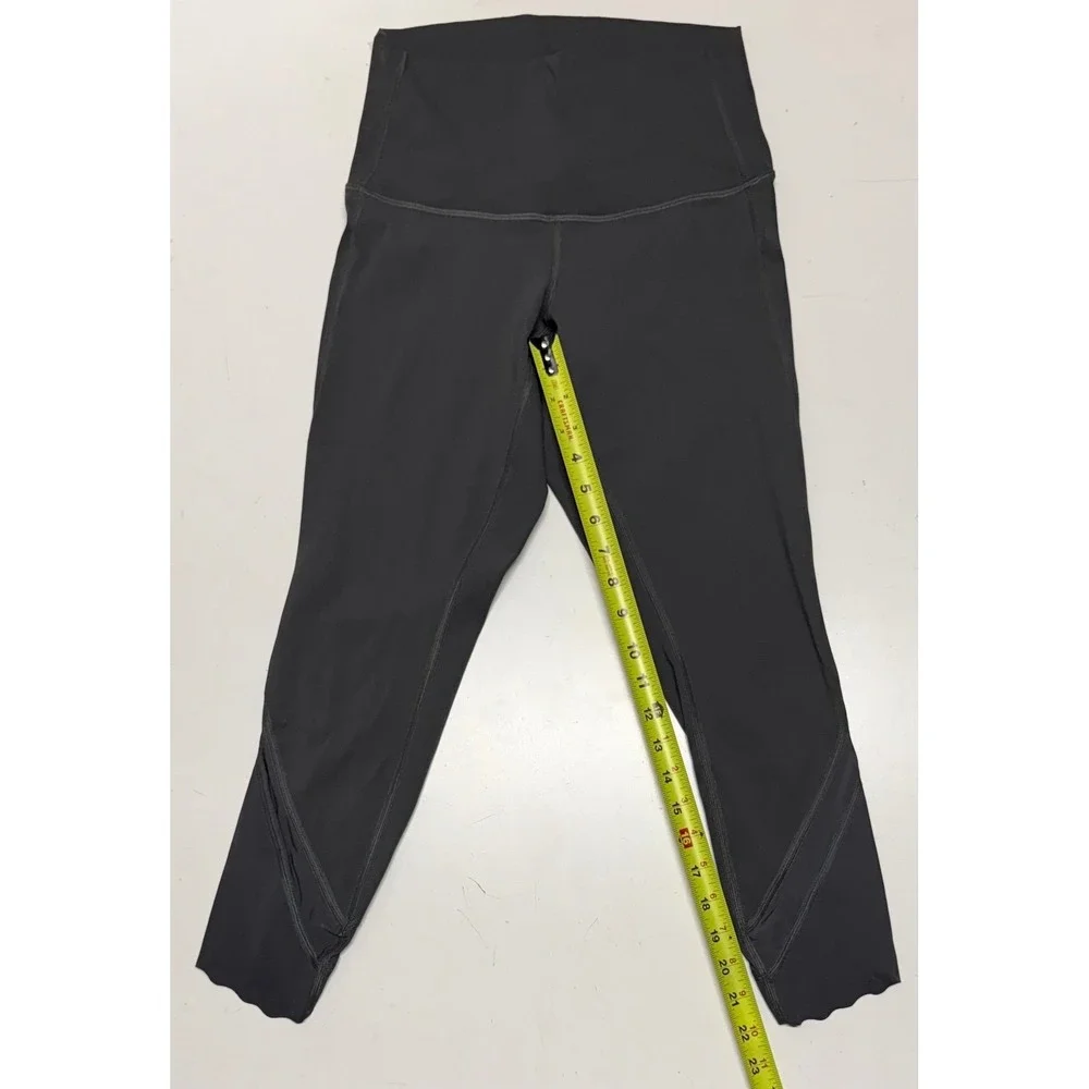 Lululemon Align High-Rise Crop 21 Scallop Mesh Leggings Grey Size 6 LW6BF1S‎